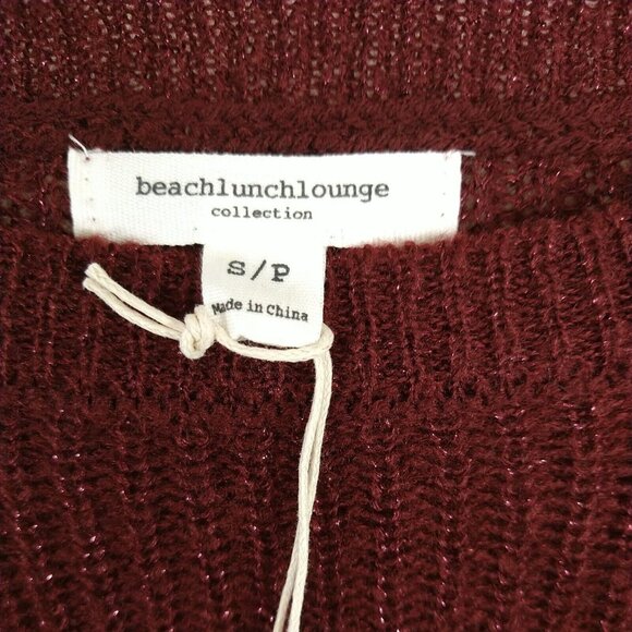 Beach Lunch Lounge Luna Sweater Women Size S Burgundy Red Metallic Long Slv NEW - Picture 4 of 7